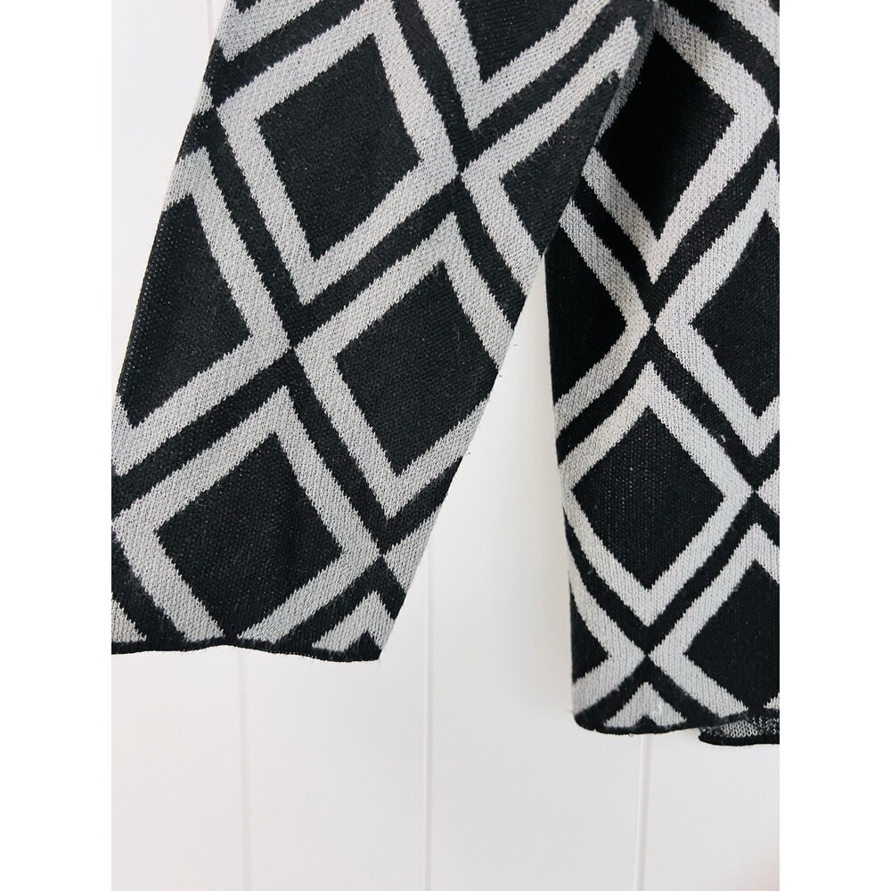 Calvin Klein Super Soft Cozy Black & White Geometric Cowl Neck Sweater Sz Large - Picture 3 of 7